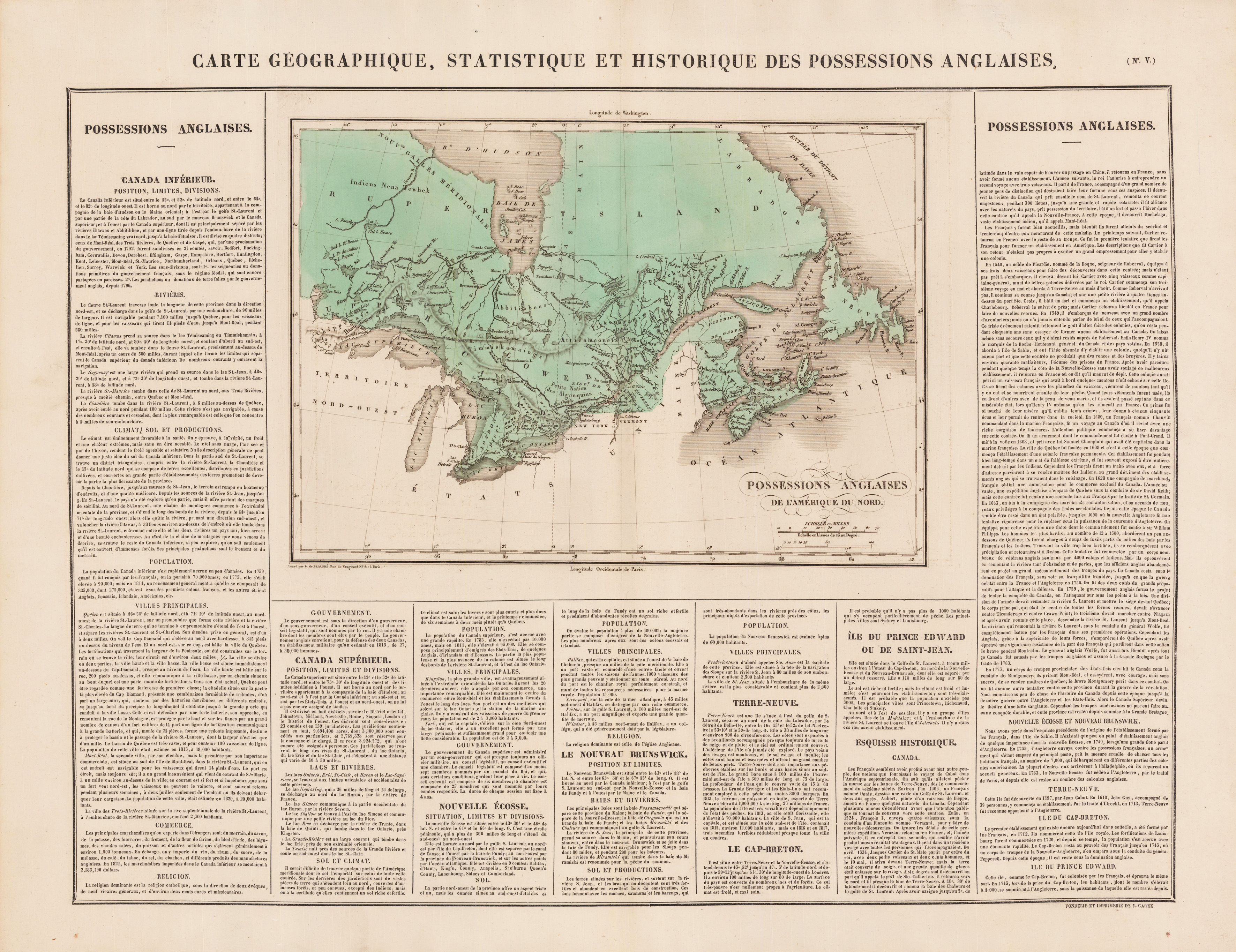 Carte Geographique, Statistique et Historique des Possessions Anglaises