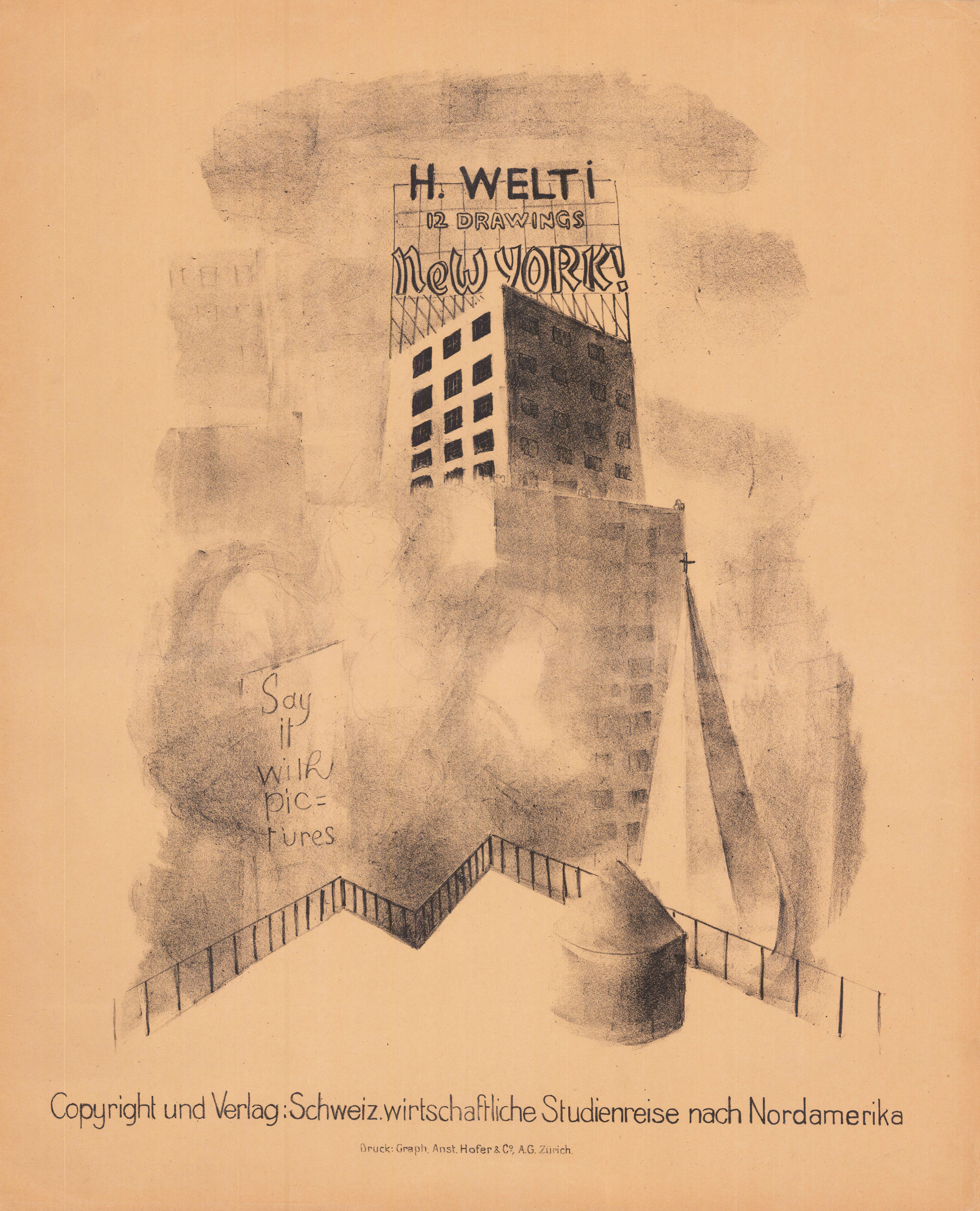 1927 New York! 12 Original-Steinzeichnungen. [Portfolio]