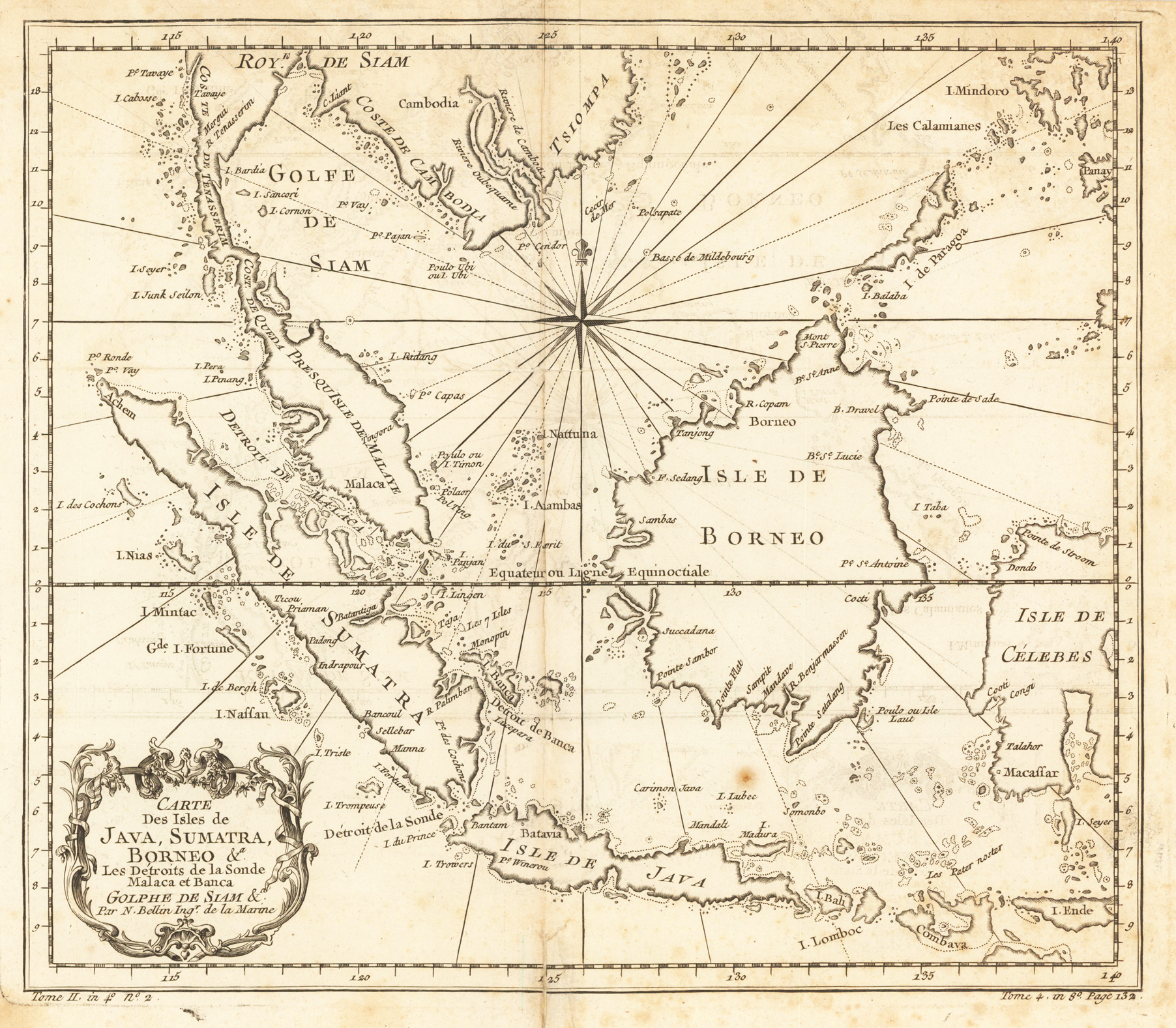 Carte des Isles de Java, Sumatra Borneo &amp; a les Détroits de la Sonde Malaca et Banca Golphe de Siam &amp; Par N. Bellin Ingr. de la Marine.