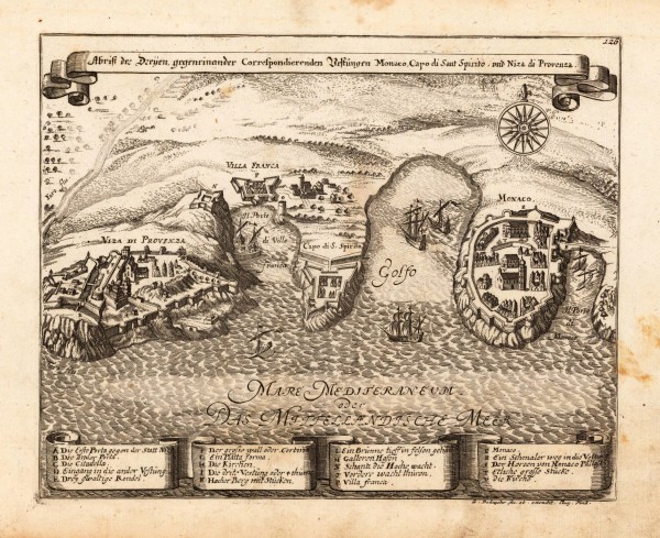 Abriss der Dreyen gegeneinander Correspondierenden Vestungen Monaco, Capo di Sant Spirito und Niza di Provenza.