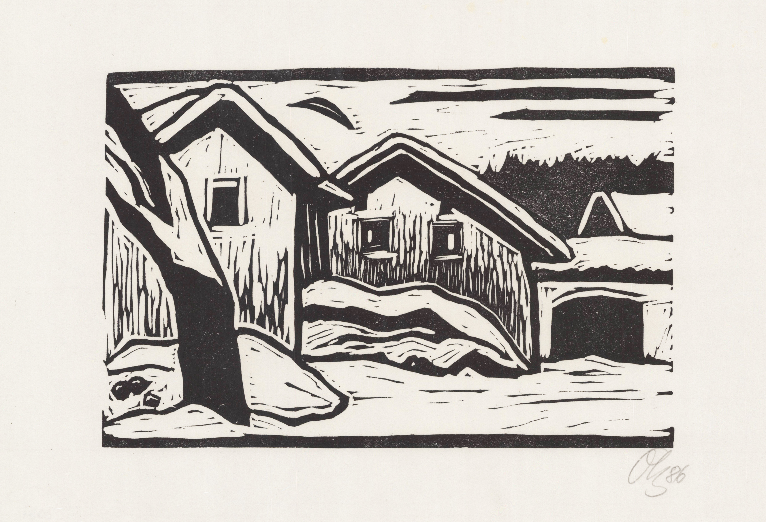 Bauernhäuser in Winterlandschaft im Bayerischen Wald