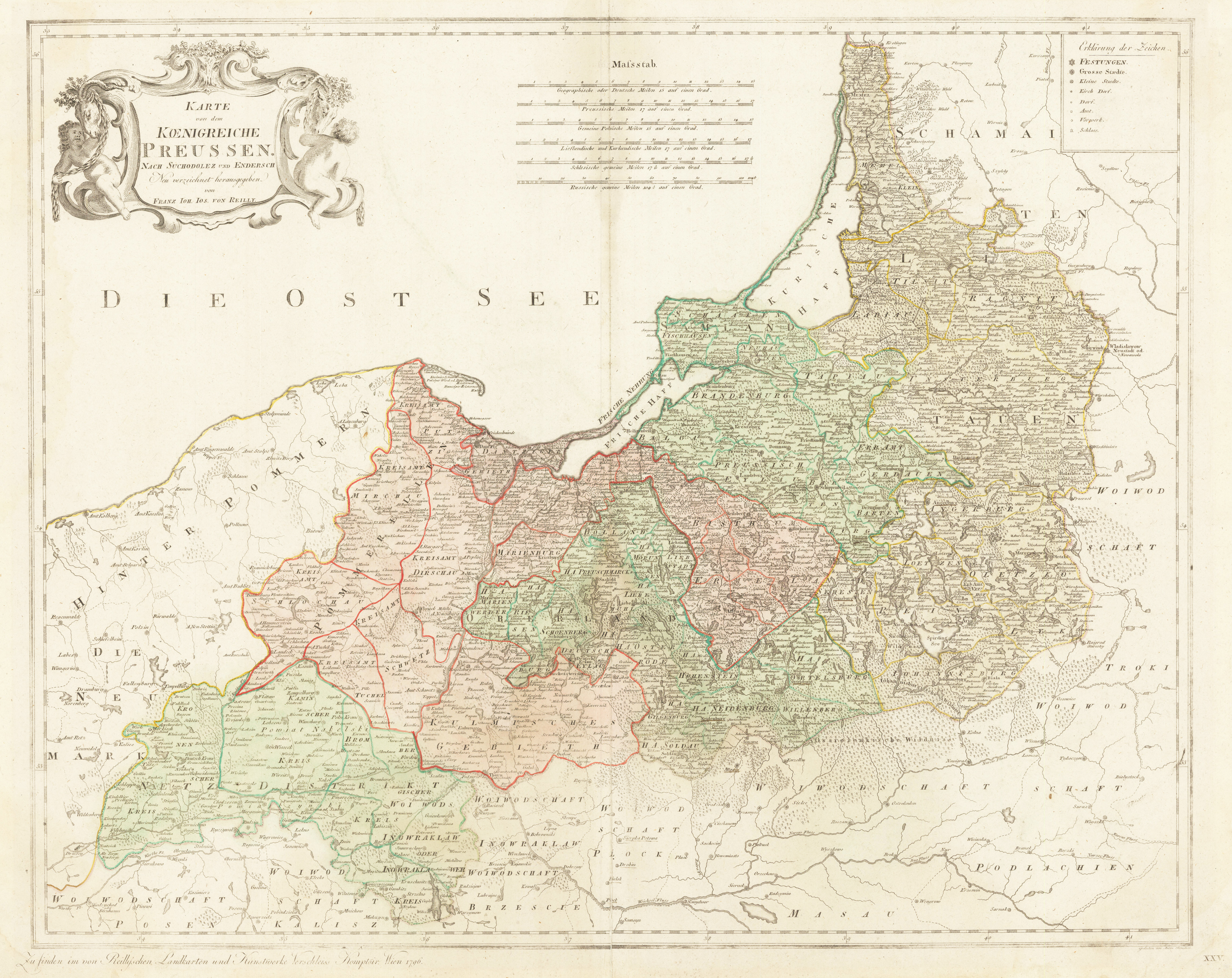 Karte von dem Koenigreiche Preussen nach Suchodolez und Endersch neu verzeichnet herausgegeben von Franz Joh. Jos. von Reilly