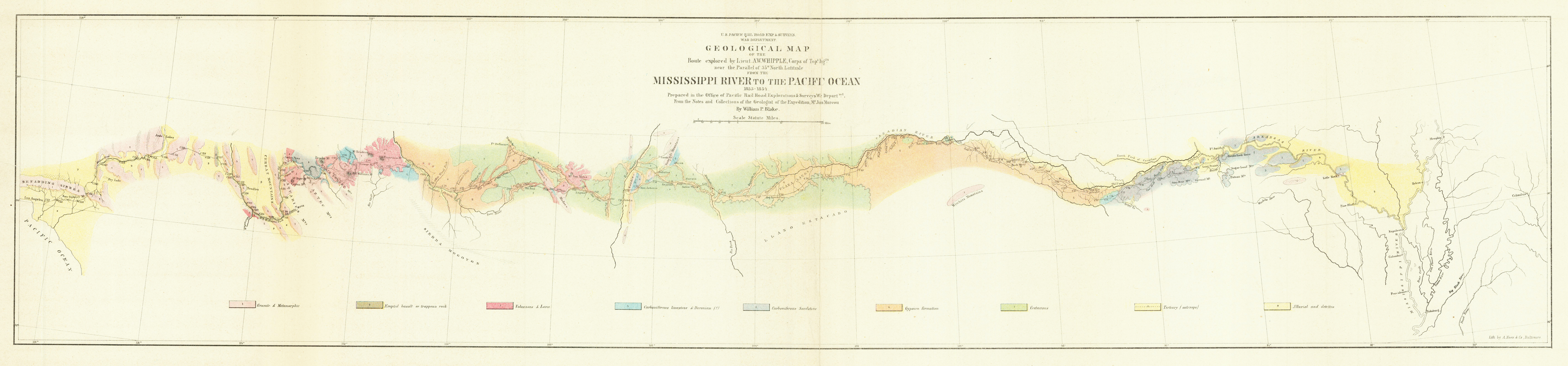 Geological Section from the Mississippi River to the Pacific Ocean...