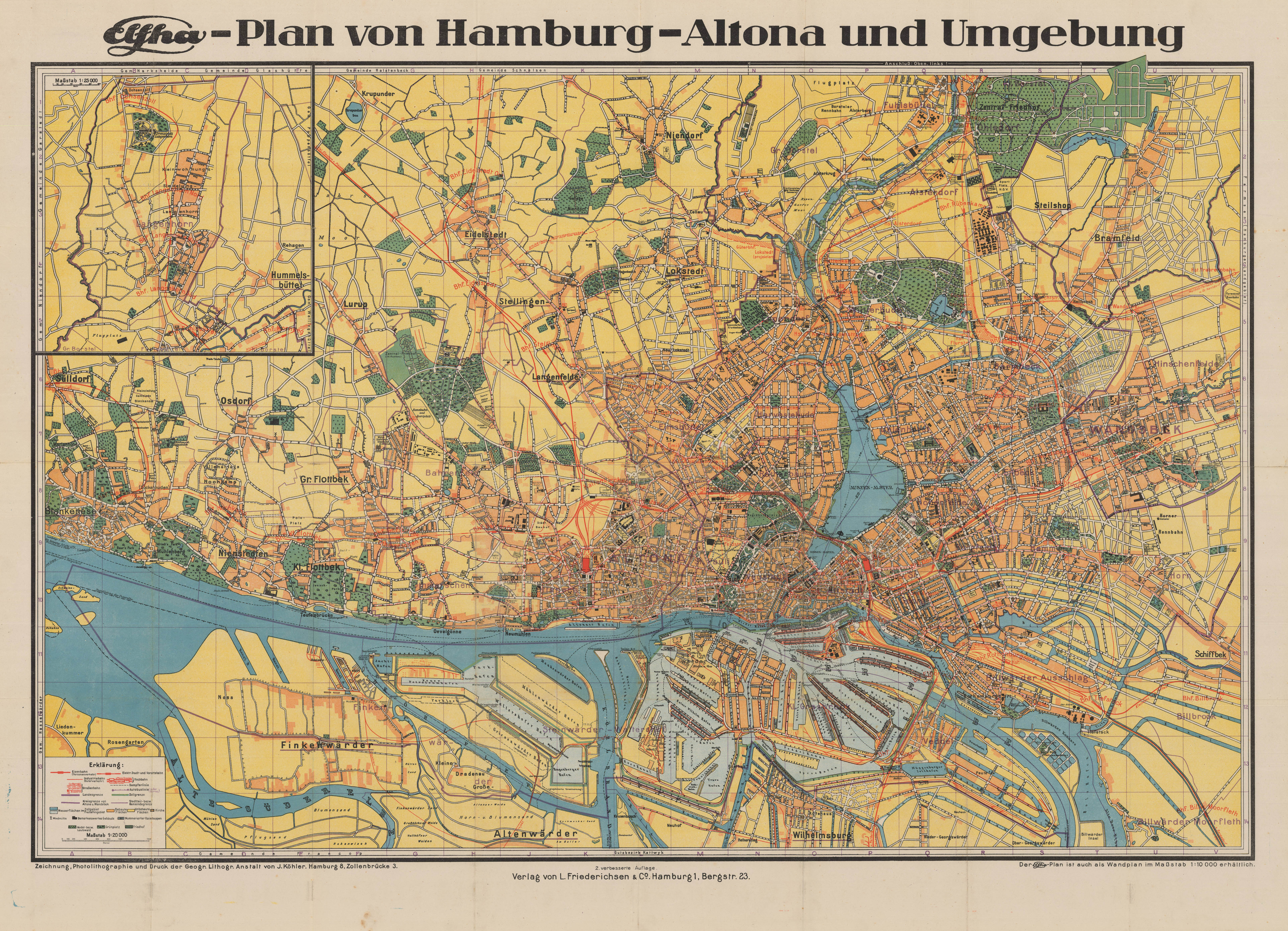 Elfha - Plan von Hamburg-Altona und Umgebung (2. verbesserte Auflage)
