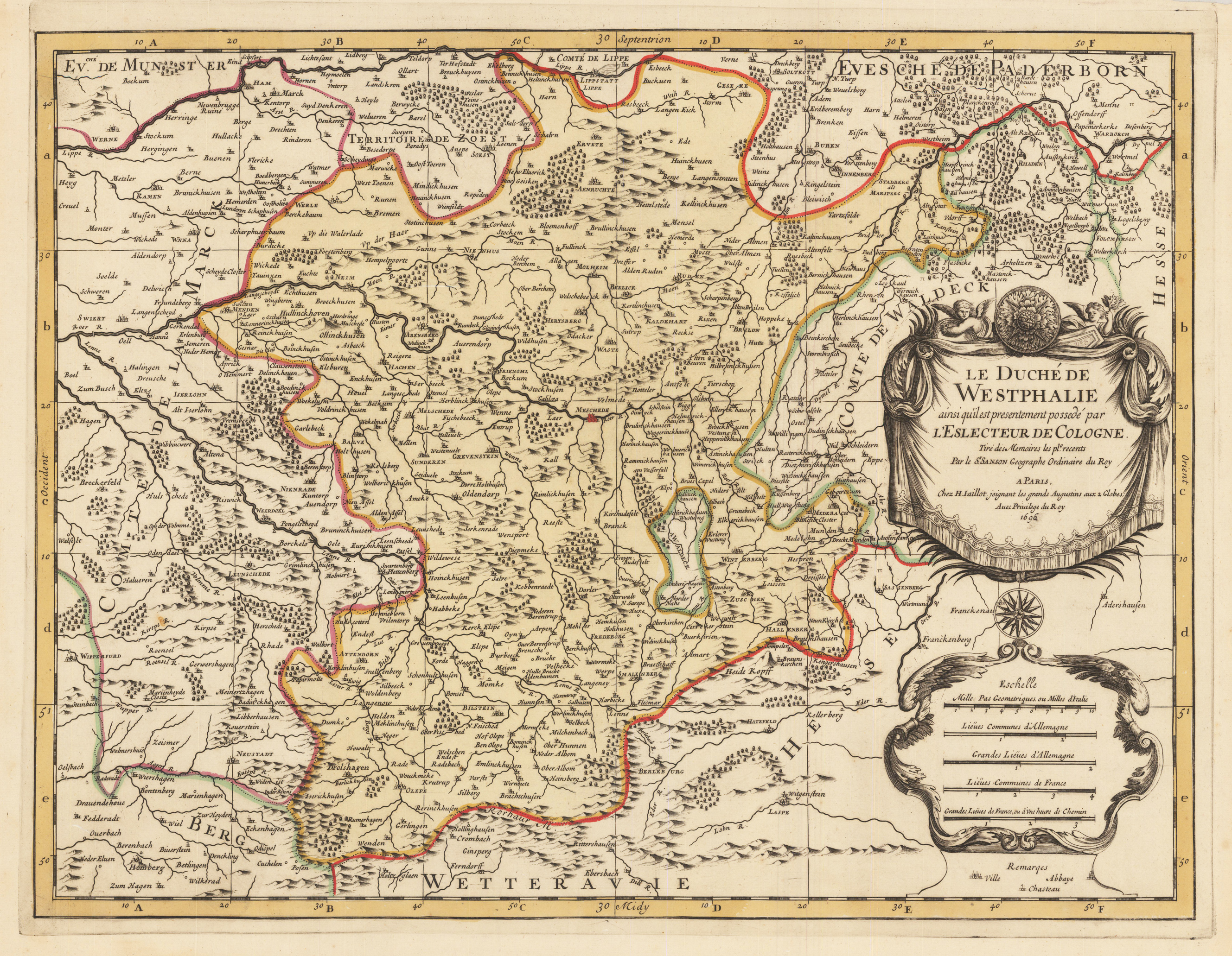 Le Duché De Westphalie ainsi qu`il est presentement possedé par L`Eslecteur De Cologne. Tiré des Memoires les pl. recents Par le Sr. Sanson Geographe Ordinaire du Roy A Paris.