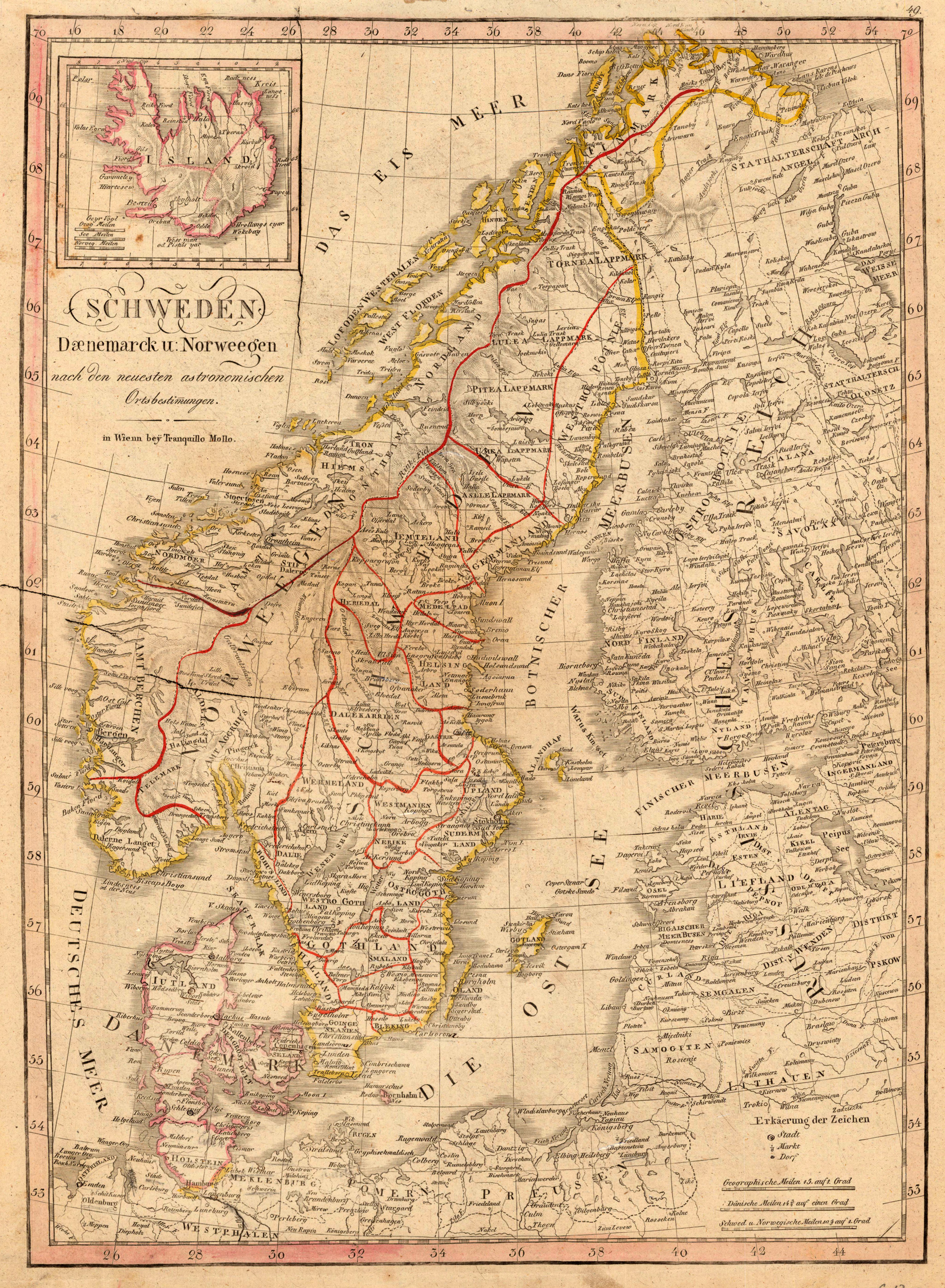 Schweden Daenemarck u. Norweegen nach den neuesten astronomischen Ortsbestimmungen.