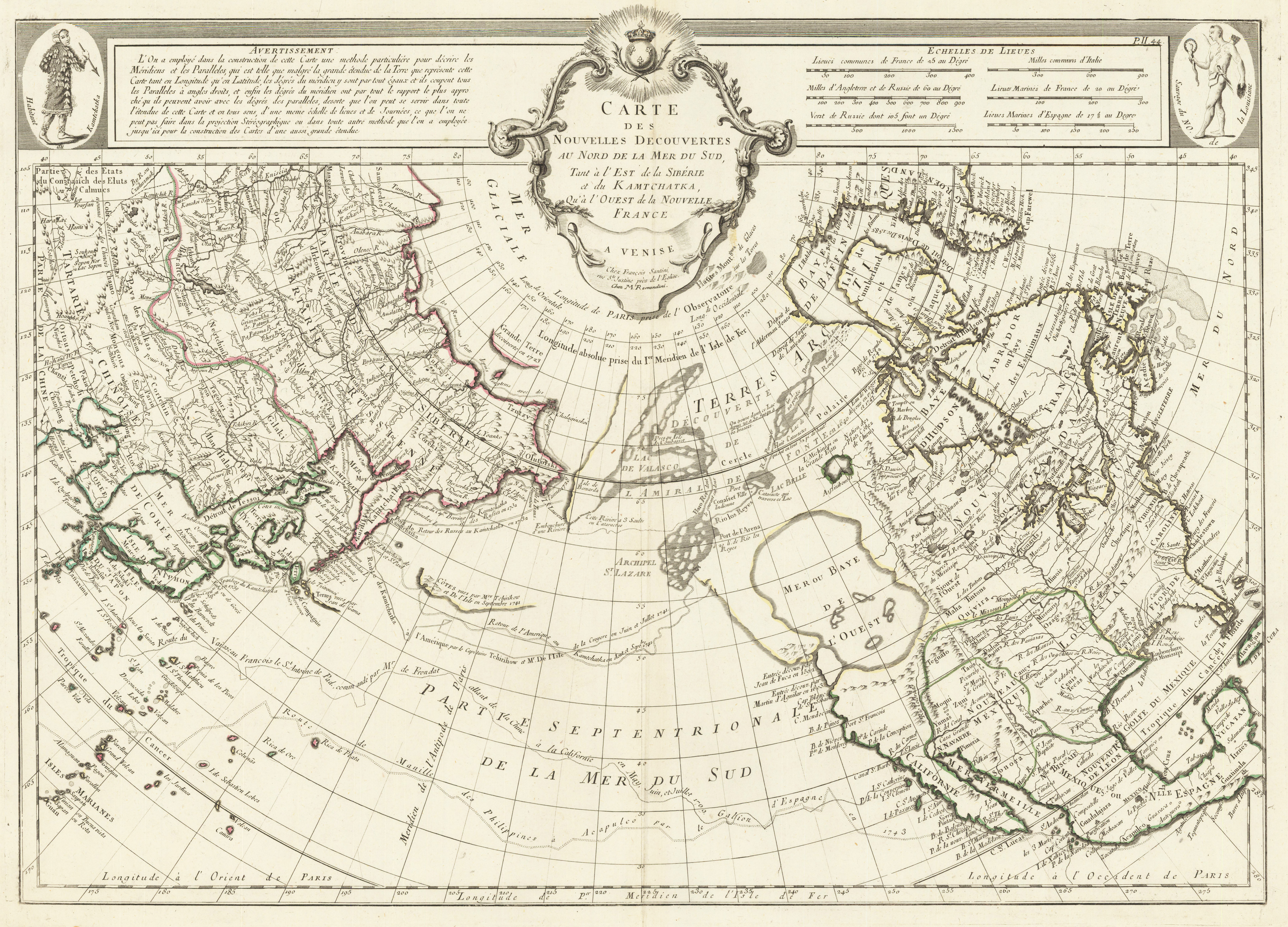 Carte des Nouvelles Decouvertes au Nord de la Mer du sud, Tant á l´Est de la Sibérie et du Kamtchatka, Qu' à l Quest  de la Nouvelle France.