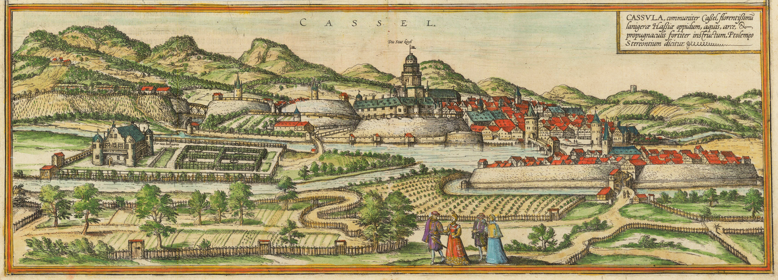 Cassel. - Cassula, communiter Caßel, florentißimu sanigera Haßiae oppidum, aquis, arce, progugnaculis fortiter insfructum, Ptolemeo Stereontium dicitur.