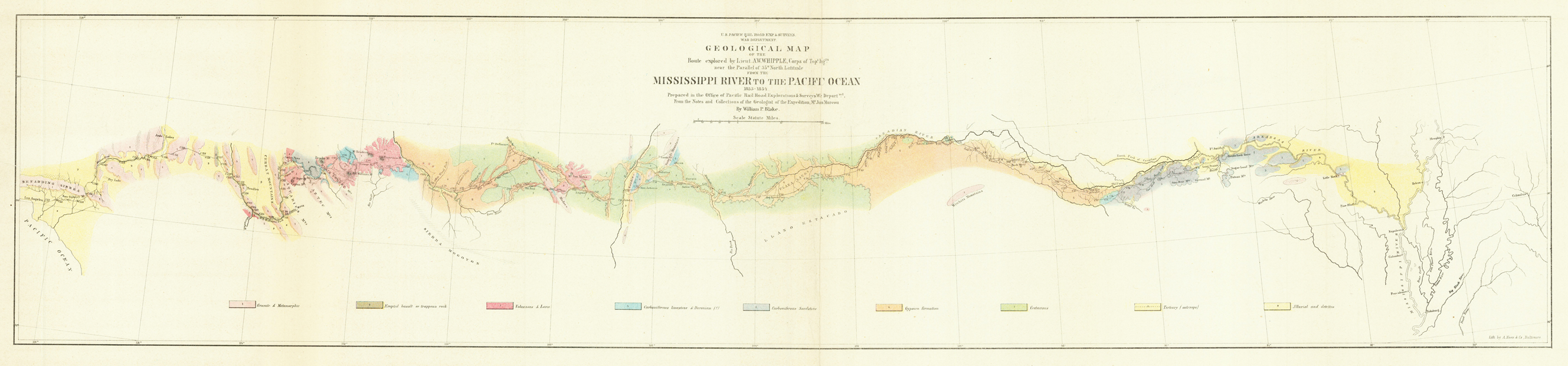 Geological Section from the Mississippi River to the Pacific Ocean...