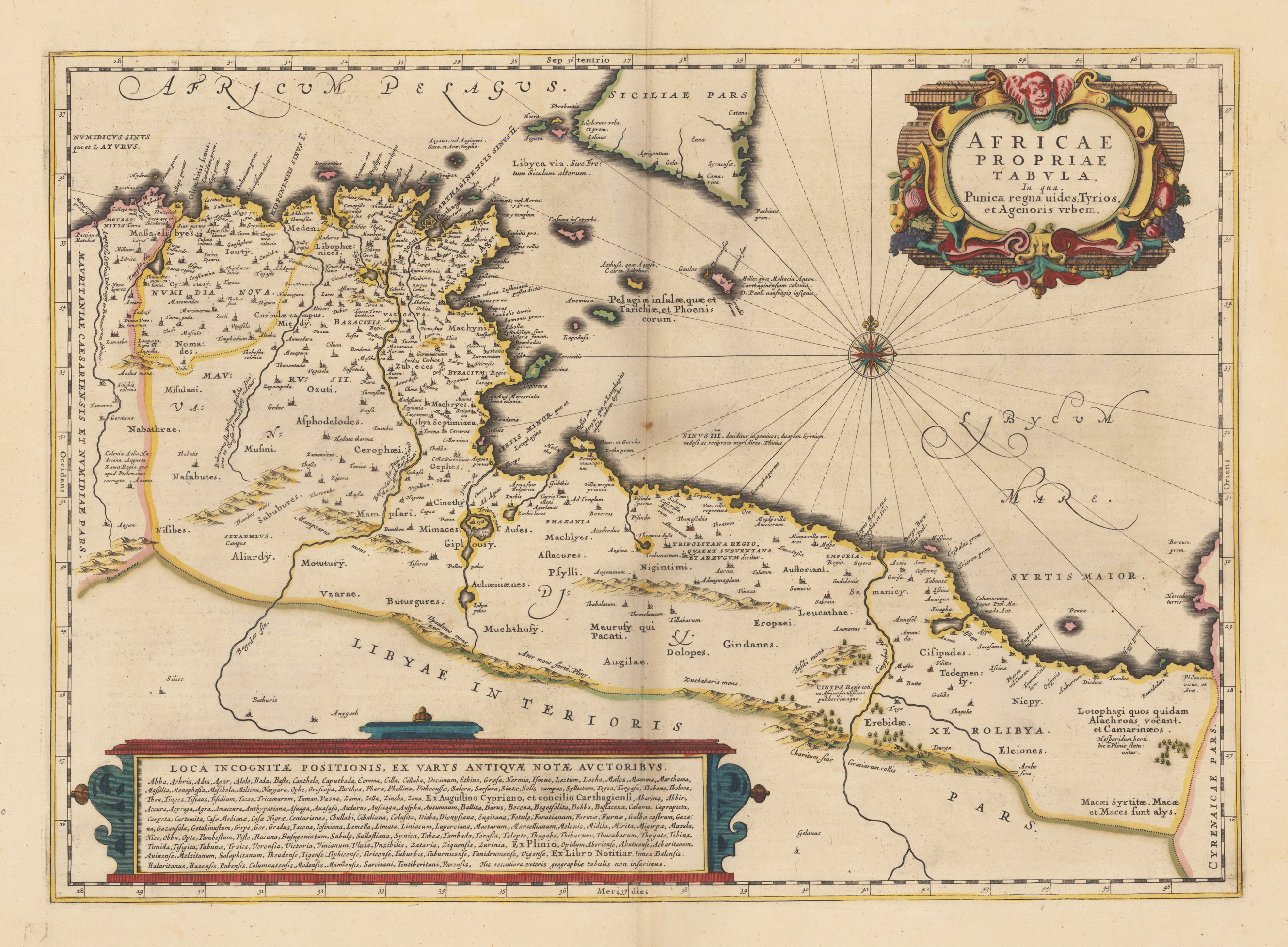 Africae Propriae Tabula. In qua, Punica regna uides, Tyrios, et Agenoris urbem.
