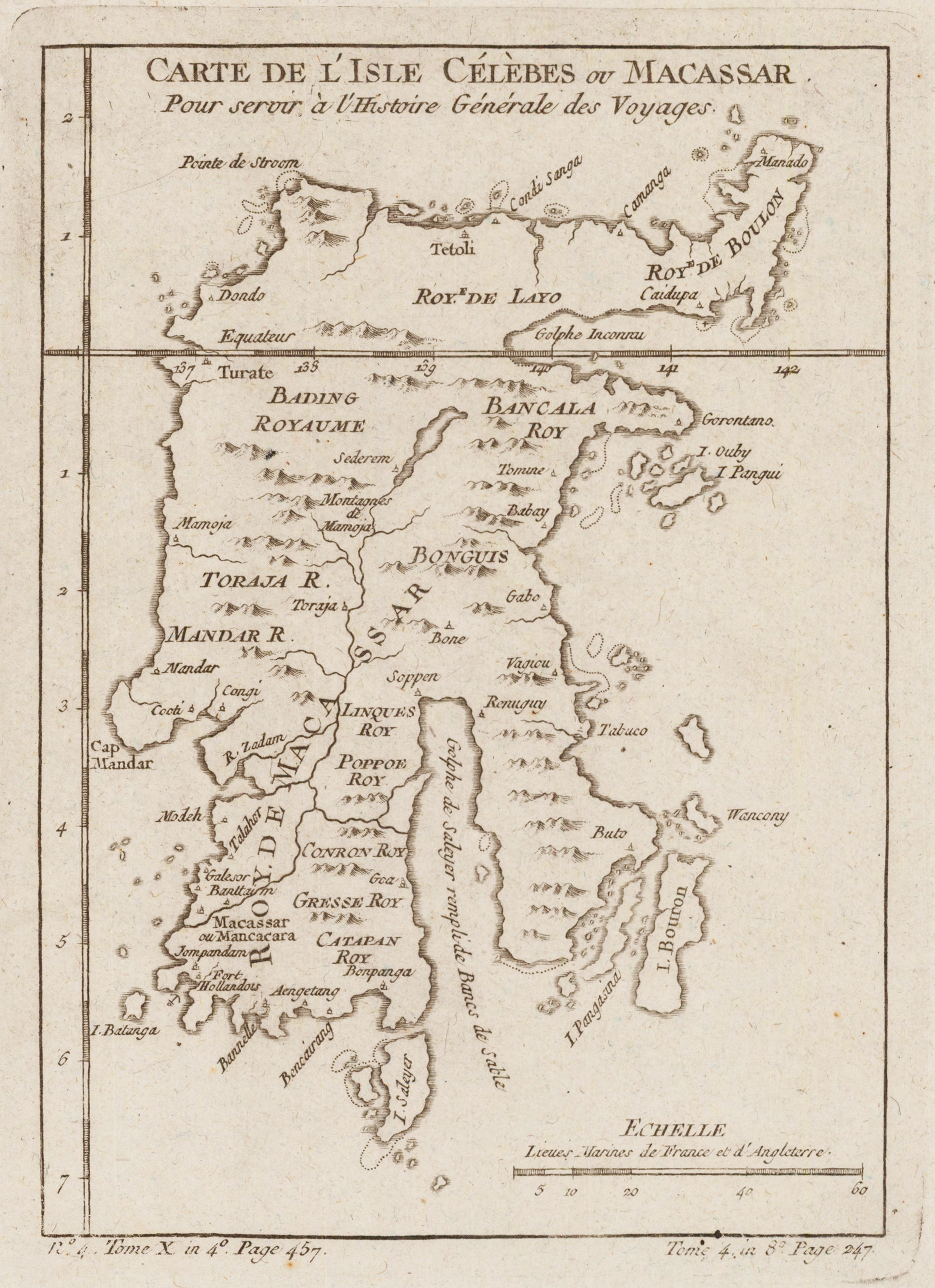 Carte de L´Isle Celebes ou Macassar. Pour servir a l´Histoire Generale des Voyages.