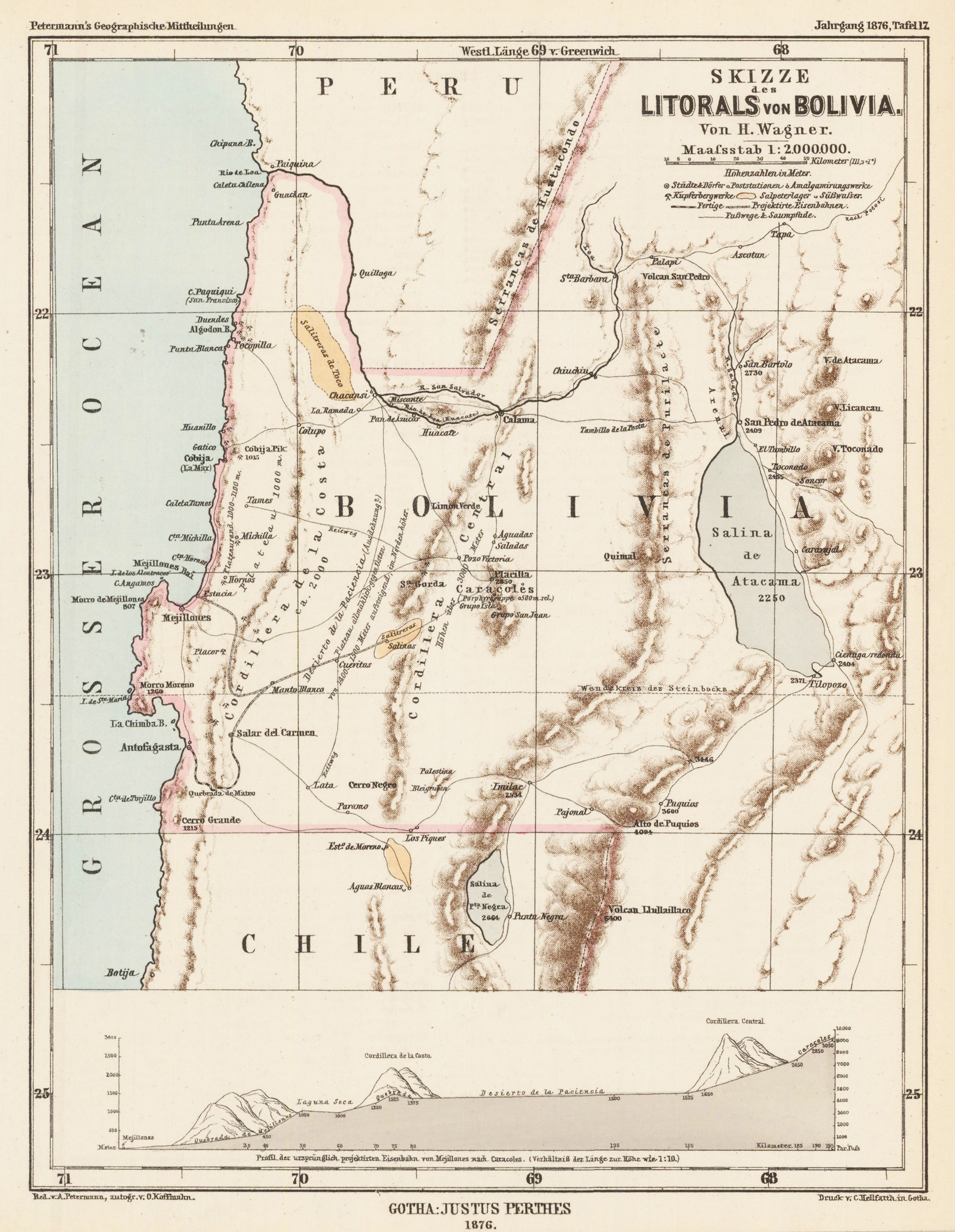 Skizze des Litorals von Bolivia. - Von H. Wagner.