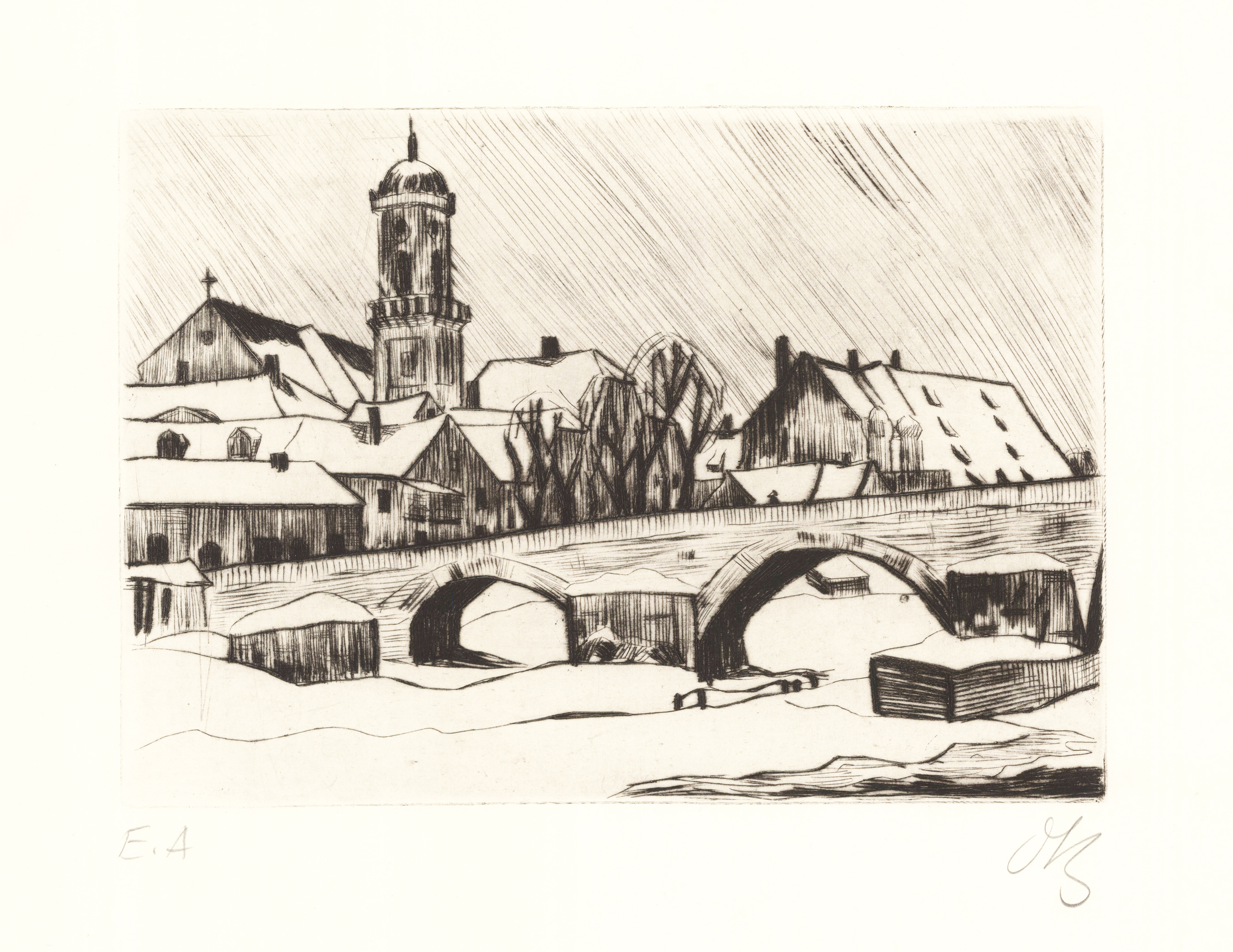 Blick auf Stadtamhof im Winter