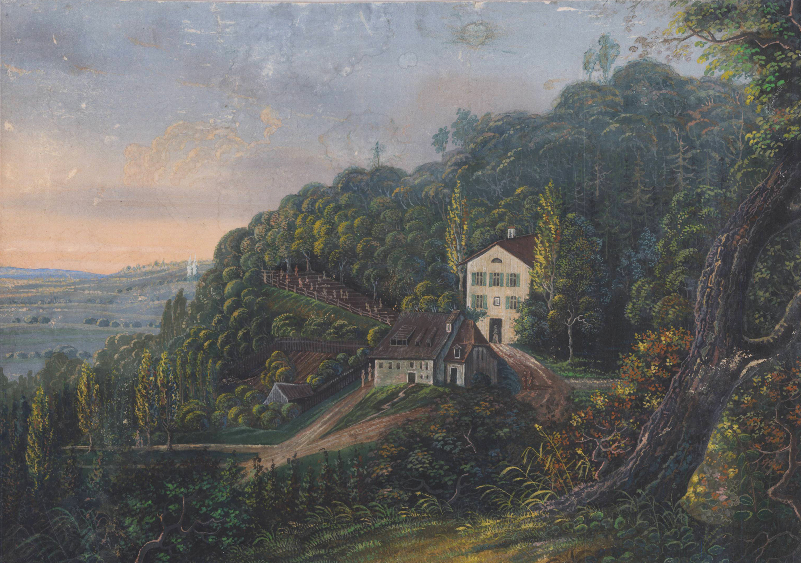 Ansicht des Tegernheimer Sommerkellers um 1830