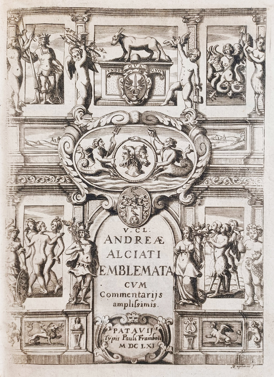 Emblemata cum commentariis Claudii Minois I.C.  Francisci Sanctii Brocensis &amp; notis Laurentii Pignorii Patavini  [ed. Joannes Thuilius].