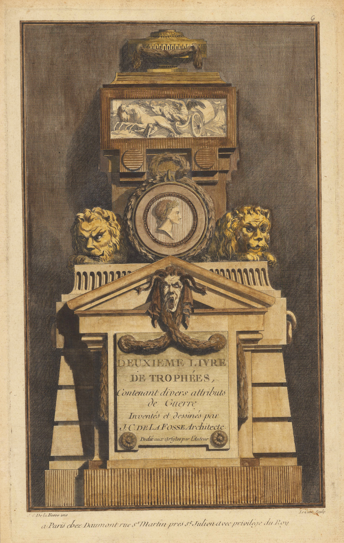 Deuxieme livre de trophees, Contenant divers attributs de Guerre. Inventés et dessines par J.C. de la Fosse Architecte.