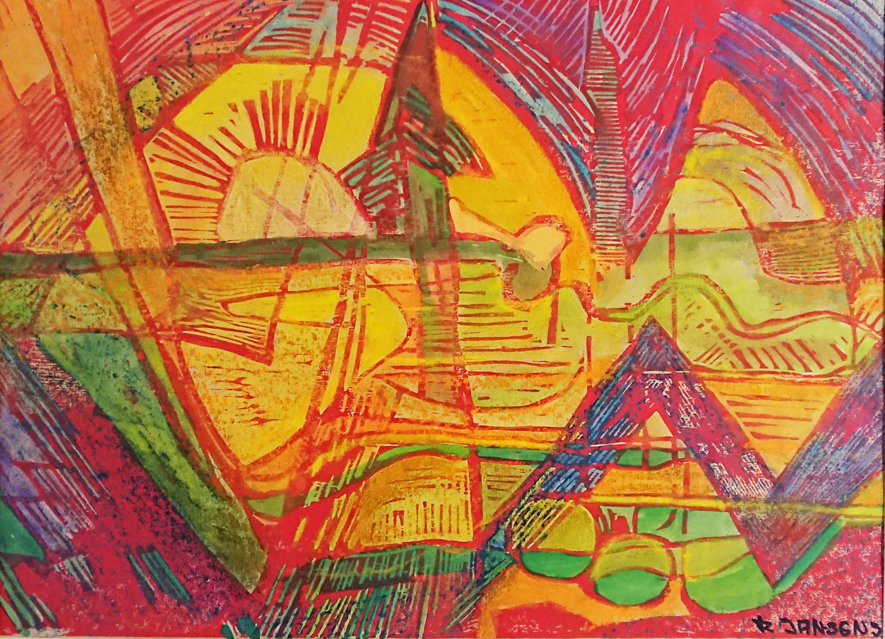 Holzschnitt nach dem Skizzenbuch v. Franz Marc / blau