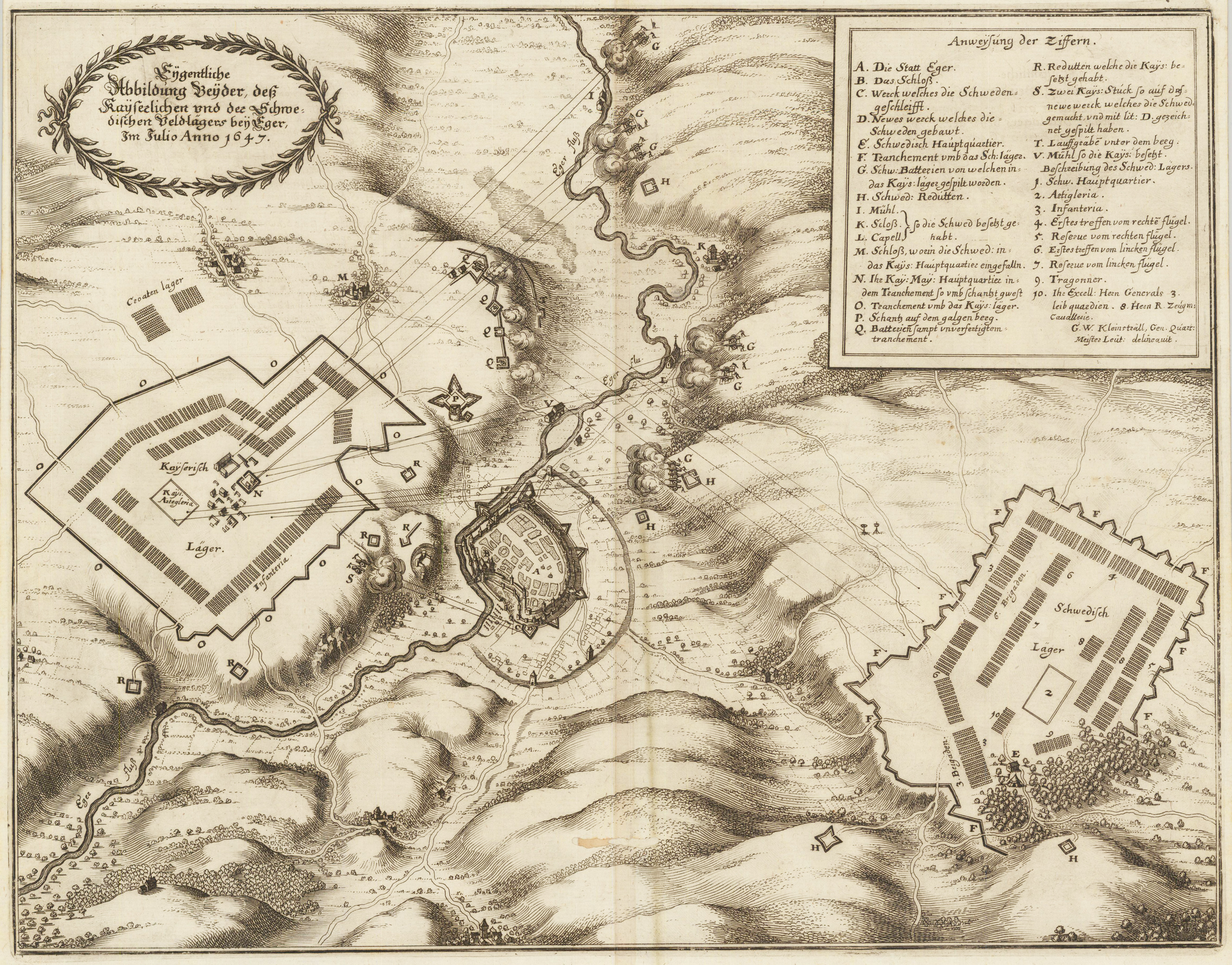 Eigentliche Abbildung beyder des Kayserlichen und der schwedischen Veldlägers bey Eger, im Julio 1647.