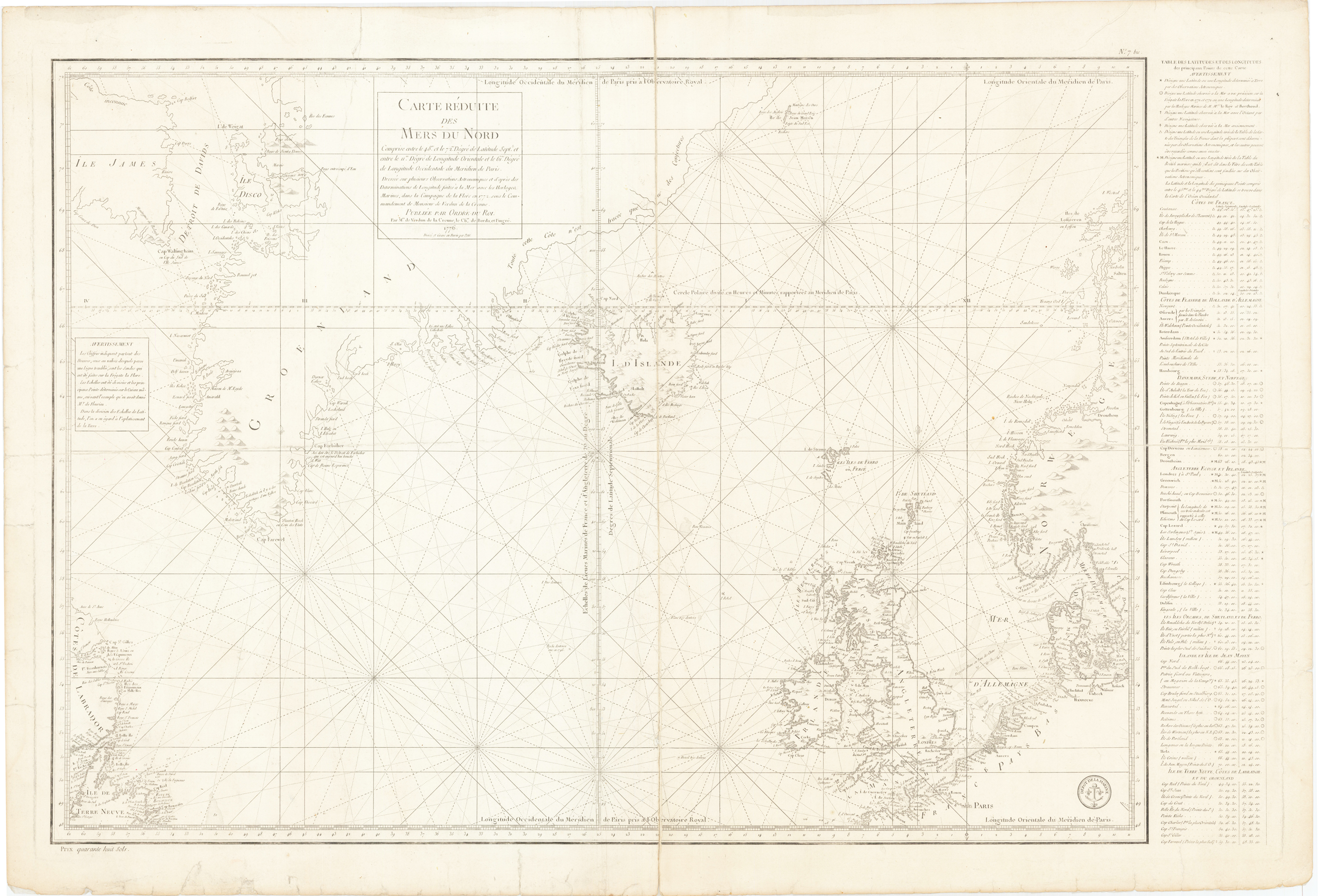 Carte Reduite des Mers Du Nord
