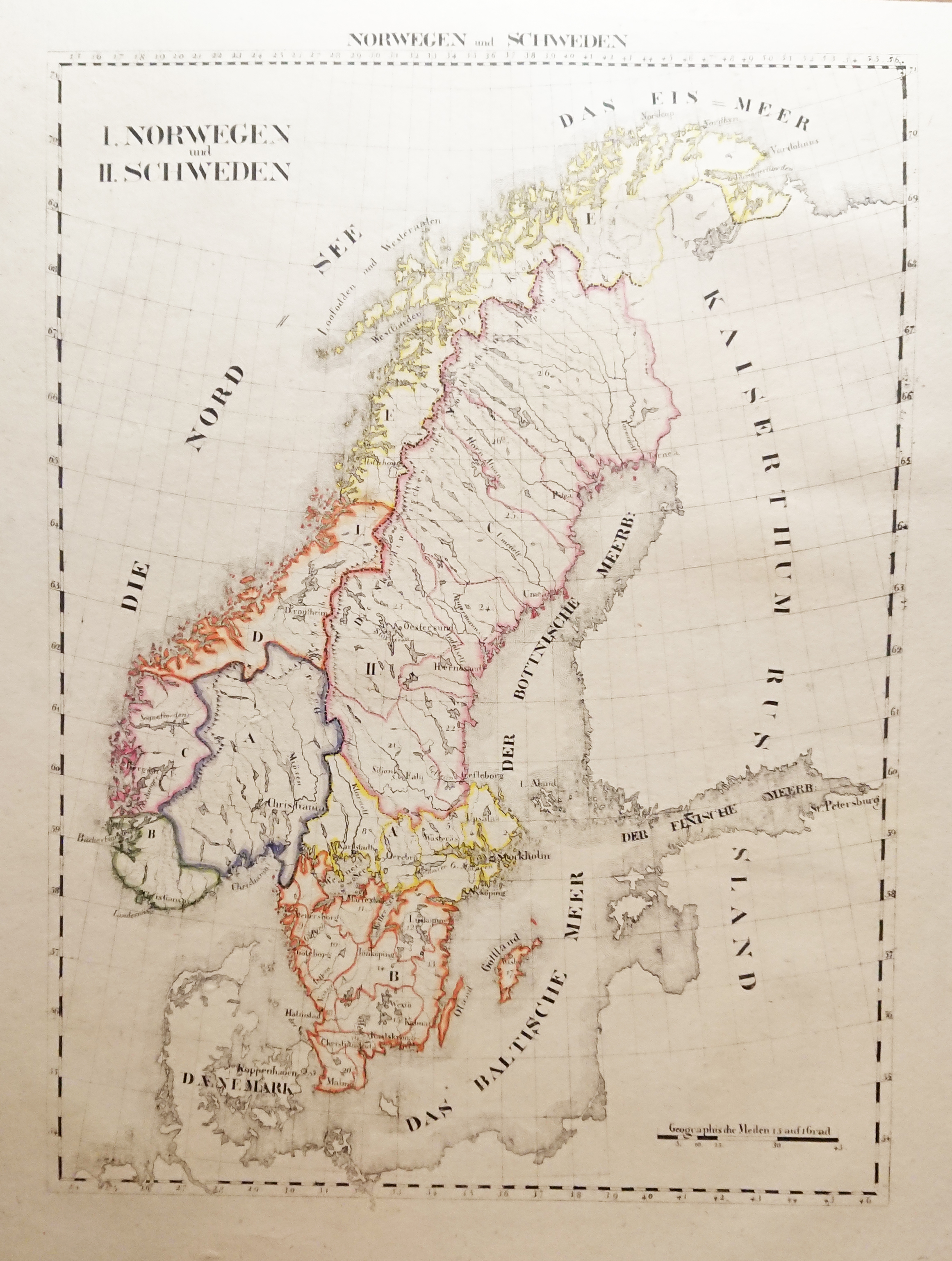Atlas von Europa Königreich der Niederlande Dänemark u. Schweden mit Norwegen.