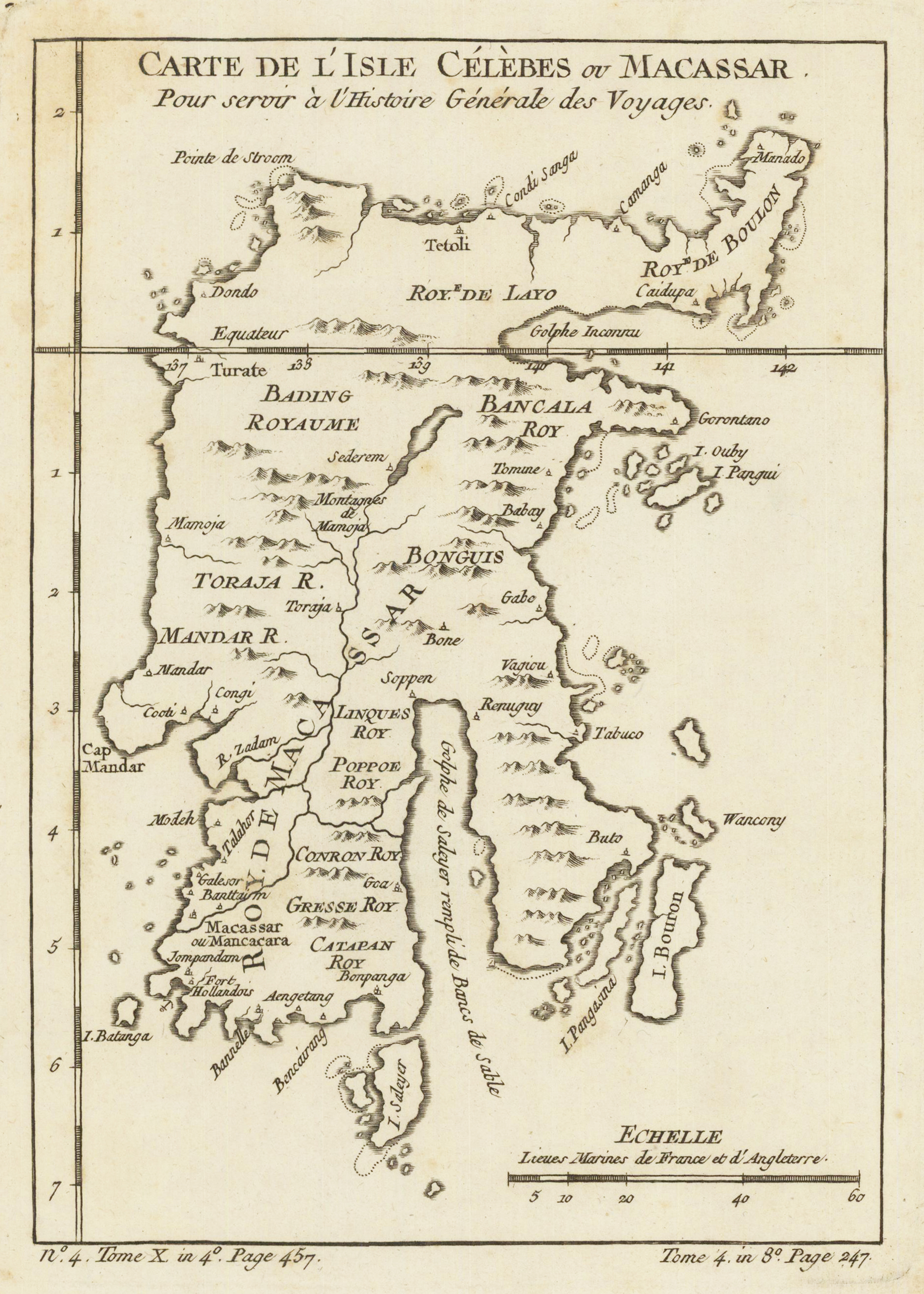 Carte de L´Isle Celebes ou Macassar. Pour servir a l´Histoire Generale des Voyages.